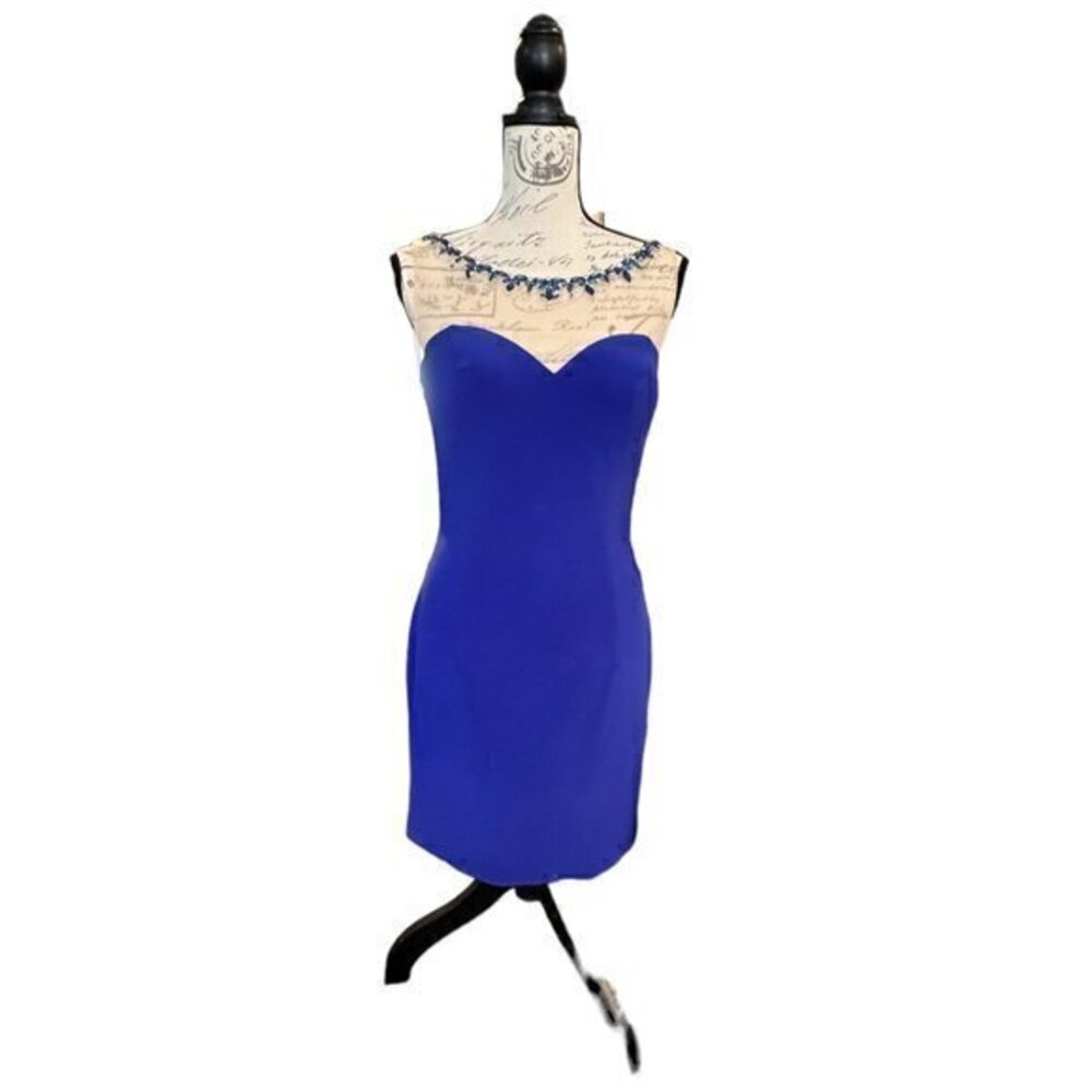Prom Homecoming Dress Envious Couture Rhinestone by Karishma Creations Blue Lace